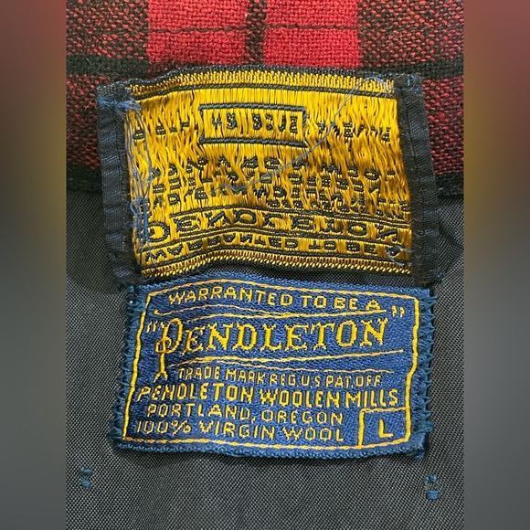 Pendleton 1950s Vintage Men’s Red Plaid Wool Button Up, Rare! Size Large. - Picture 5 of 6